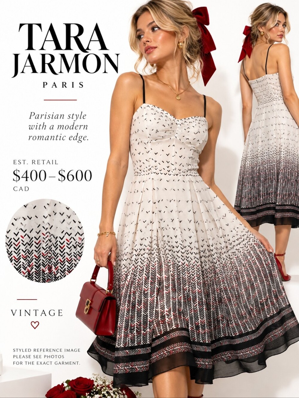 RARE 💎 Vintage Tara Jarmon Paris White Chiffon Midi Dress French Girl Bridal